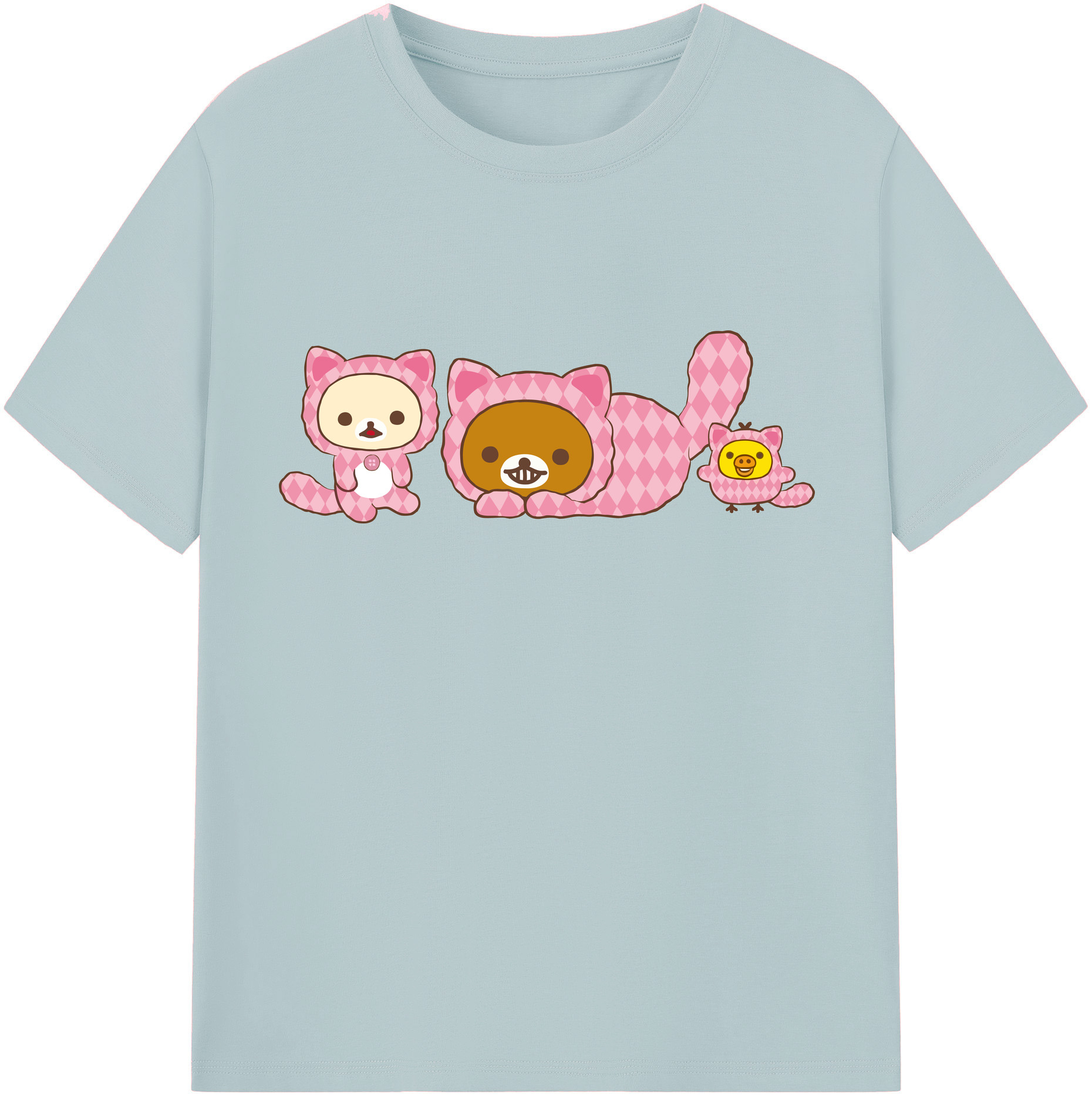 （画像用） リラックマ リラックマ キイロイトリ Rilakkuma Korilakkuma Kiiroitori 綿100％半袖Tシャツ（フロントプリント）